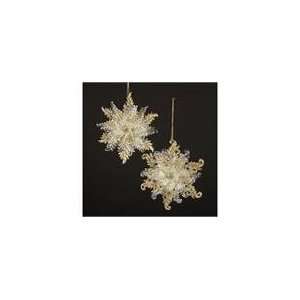   of 24 Ivory with Gold Glitter Snow Blossom Christmas O