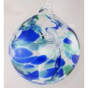 Blown Glass Witch Ball 4 Inches   Blue Green