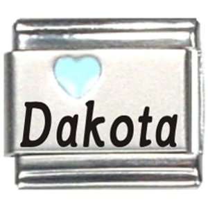  Dakota Light Blue Heart Laser Name Italian Charm Link 