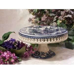  Cake Plate Blue Porcelain