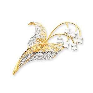  14k Gold Rhodium Flower Pin [Jewelry]