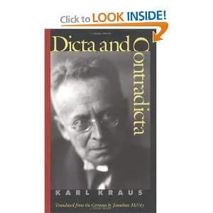  Dicta and Contradicta [Hardcover] Karl Kraus Books
