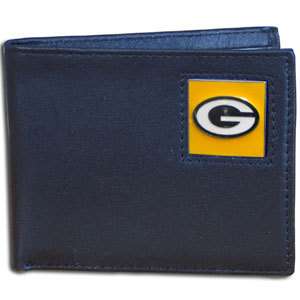NFL Football Green Bay Packers Top Grain Leather Bifold Wallet  