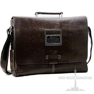 New big Mens fashion leather messenger bag briefcase shoulder hand 