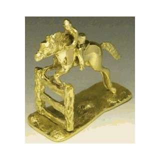  Mayer Mill Brass Jumping Horse & Fence Book Ends 