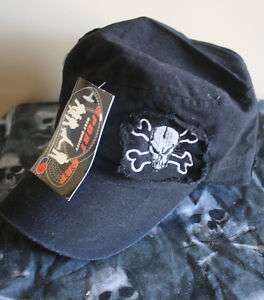 New BLACK SKULL Skulls BIKER GANG Style BUTTON Hat Cap  