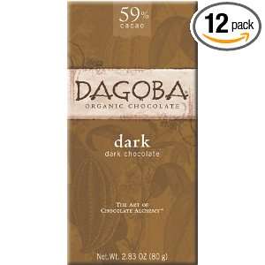 Dagoba Organic Chocolate Bar, Dark Chocolate, 2.83 Ounce Bars (Pack of 