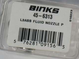 BINKS Spray Gun FLUID Nozzle L3ASS Pt# 45 6313 (115)  