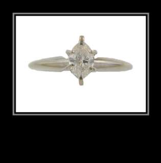   14K White Gold Marquise Diamond Engagement Ring   1/4 Carat TDW  