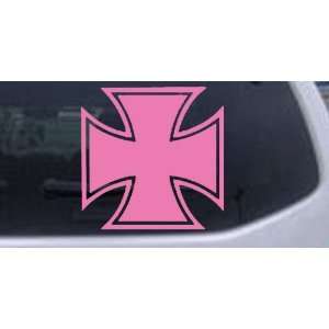 Pink 12in X 12.0in    Maltese Biker Cross Biker Car Window Wall Laptop 