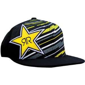   Racing Static Rockstar Flex Fit Hat Small/Medium Black Automotive