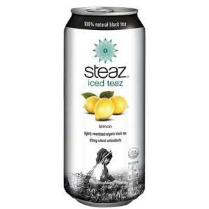 Steaz Organic Iced Teaz with Lemon, 12   16 oz Cans (Quantity of 3)