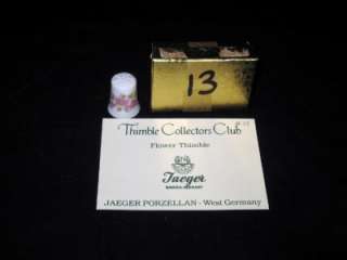 Jaeger Porzellan Flower Thimble w/Box & Certificate TCC  