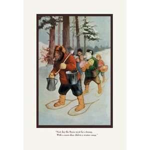  Roosevelts Bears The Snow Shoe Club   12x18 Framed Print in Black 