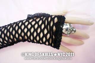   fingerless gloves black fishnet holes fabric arm warmer gothic  