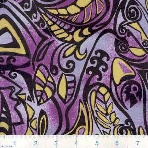  58 Wide African Print Fabric Metallic Purple Shapes By 