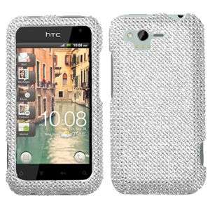SILVER BLING HARD CASE FOR HTC RHYME ADR6330 PROTECTOR SNAP ON COVER 