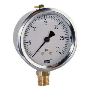 to 30 psi Industrial Gauge with Bottom Connection, 2 1/2 Dial 