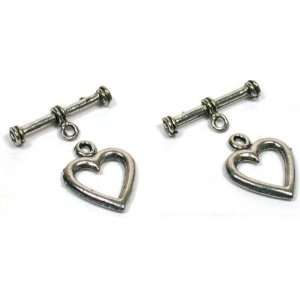   Bali Toggle Heart Clasps Bead Bracelet Necklace Parts
