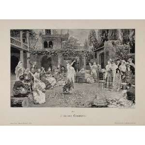  1895 Tarantella Italian Dance J Llovera Engraving Print 