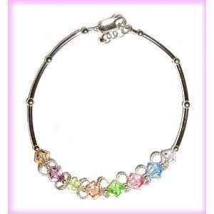 LDS Sterling Silver Young Women Values Bracelet with Pastel Crystals 