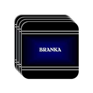 Personal Name Gift   BRANKA Set of 4 Mini Mousepad Coasters (black 