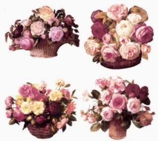  detailed Victorian flower baskets with a profusion of blooming roses 