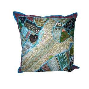 Dodger Blue Decorating Sari Tapestry Floor Pillow Cushion Cover 24