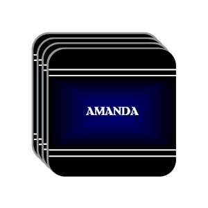   Name Gift   AMANDA Set of 4 Mini Mousepad Coasters (black design
