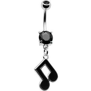  Black Double Gem Music Note Belly Ring Jewelry