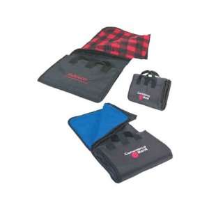 Fleece picnic blanket with durable water repellent nylon oxford shell.