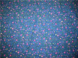New Calico Blue Pink Fabric BTY Flowers Floral  