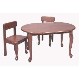  Gift Mark Queen Anne Natural Hardwood Oval Table And Chair 