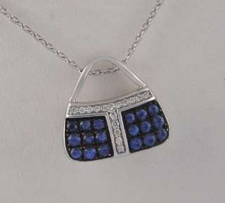 Mirabelle Blue Sapphire Purse Handbag 18k Necklace  
