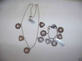 NWT GUESS SILVER TONE NECKLACE AND MATCHING BRACELET  