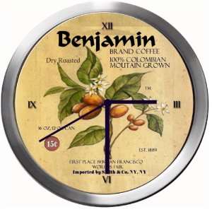  BENJAMIN 14 Inch Coffee Metal Clock Quartz Movement 