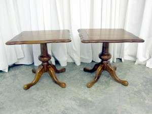 Vintage Set Maple Pedestal Lamp Tables Coffee Table Queen Anne Style 