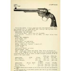  .44 Smith Wesson Colt Bisley Target Revolver Specifications Firearms 
