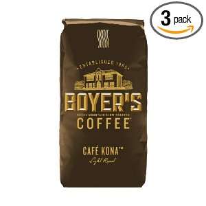 Boyers Coffee Kona Blend, 12 Ounce Bags (Pack of 3)  