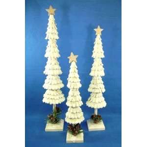 Set of 3 Pine Cone Tabletop Trees, Tallest 22 inches, by Grasslands 