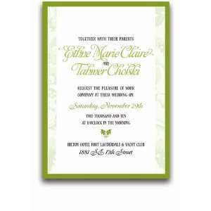  125 Rectangular Wedding Invitations   Lime & Green Floral 