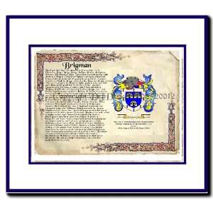  Brigman Coat of Arms/ Family History Wood Framed