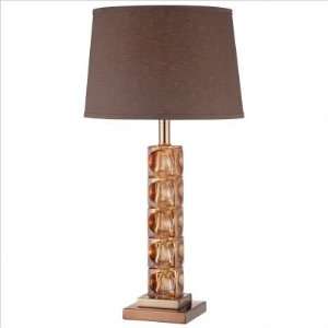  Glass Cube Column Table Lamp in Coffee (Set of 2)