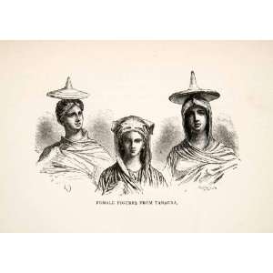 1886 Wood Engraving Otto Sculpture Tanagra Greece Women British Museum 