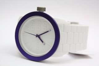 New Diesel Men White Rubber Band Purple Bezel Analog Large Watch 44mm 