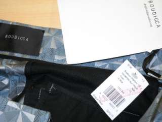 NWT BOUDICCA Blue Geometric Silk Pants Trousers 12 $950  