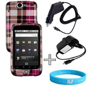  Pink Brown Plaid Hard Case for Google Nexus One + Wall 