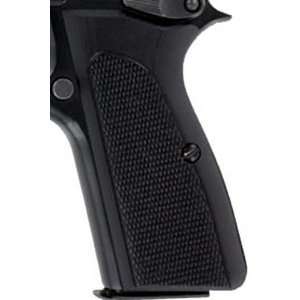 Hogue Browning Hi Power Grips Checkered G 10 Solid Black  
