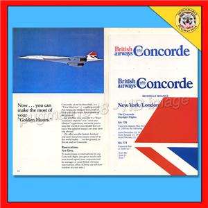 BRITISH AIRWAYS 1977 CONCORDE AIRLINE TIMETABLE SCHEDULE + CUTAWAY 
