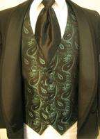 21) GREEN CHROME LORD WEST PAISLEY Half Back Vest made in USA  